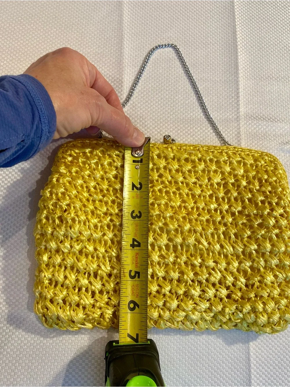 Vintage Yellow Woven Shoulder Bag by Snassee made in Japan w/chain handle